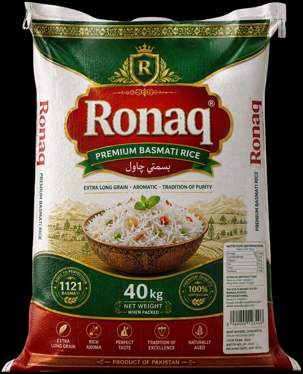 Ronaq 1121 Premium Basmati Rice, 40 kg